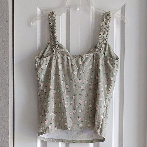 derek heart Green Floral Crop Tank Juniors Size XL - Picture 4 of 12